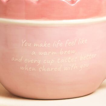 Pink Ceramic Scallop Edge Bow Mama Mug, 4 of 4