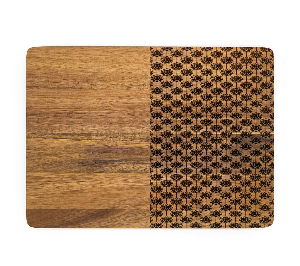 Lotus Rectangle Wood Placemats With Wood Coasters By NIHAL SHAH