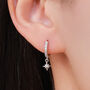 Tiny Cz Starburst Huggie Hoop Earrings Sterling Silver, thumbnail 1 of 12