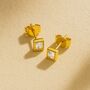 Facet Princess Cut Stud Earrings On Solid Gold, thumbnail 1 of 3