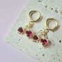 Red Cherry Heart Huggie Hoop Earrings, thumbnail 4 of 5