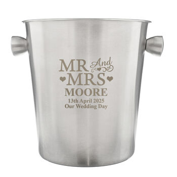Personalised Mr And Mrs Stainless Steel Ice Bucket – Perfect Wedding Gift, 5 of 5