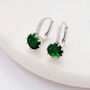 Green Crystal Drop Huggie Statement Earrings, thumbnail 3 of 3