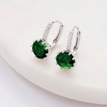 Green Crystal Drop Huggie Statement Earrings, 3 of 3