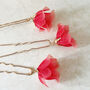 Red Flower Hair Pins, thumbnail 3 of 6