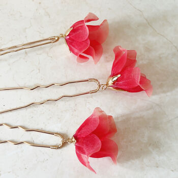 Red Flower Hair Pins, 3 of 6