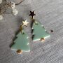 Mint Green Ceramic Christmas Tree Earrings, thumbnail 2 of 6