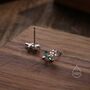 Opal Pink Cz Flower Stud Earrings In Sterling Silver, thumbnail 2 of 10