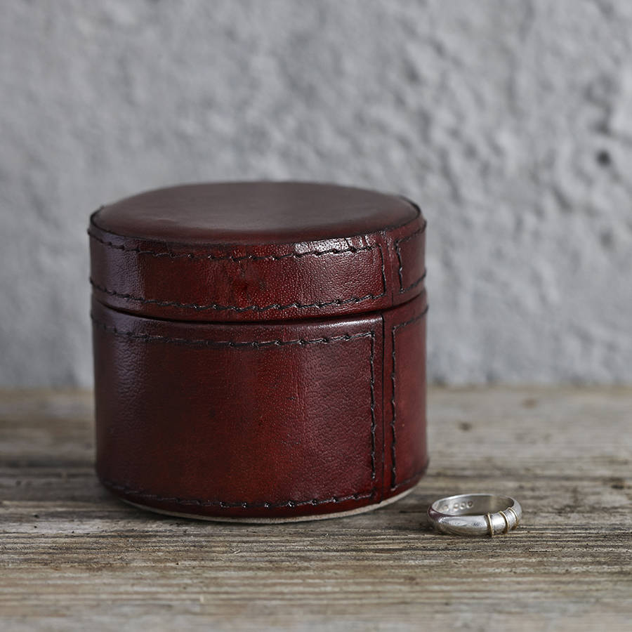 personalised round leather ring gift box by life of riley