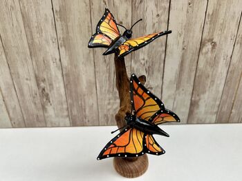 Handcrafted Monarch Butterfly Wooden Sculpture Ornament, 11 of 11