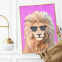 Custom Personalised Lion Wearing Glasses Art Print, thumbnail 1 of 4