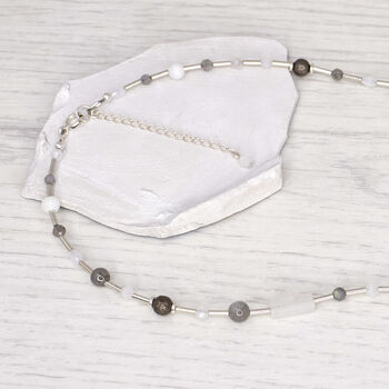 Luna Sterling Silver Beaded Gemstone Necklace, 2 of 4