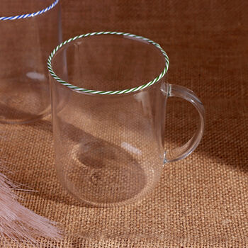 G Decor The Twist Rim Handcrafted Glassware Collection Tea Cups And Coffee Mugs In Red, Blue And Green, 4 of 5