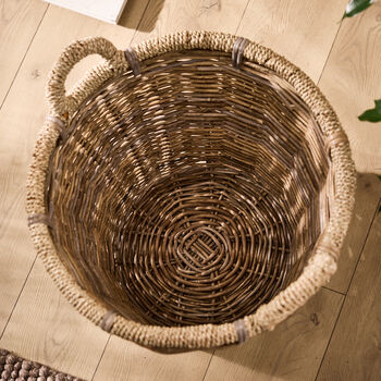 Round Lined Wicker Log Basket, 3 of 4