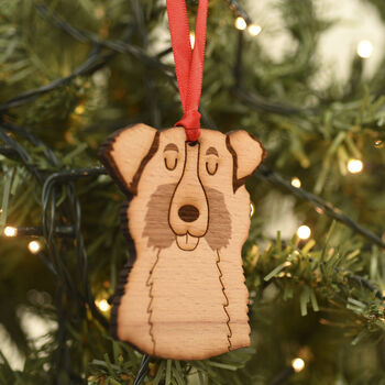 Dog Breed Wooden Natural Hanging Christmas Decoration, 7 of 12