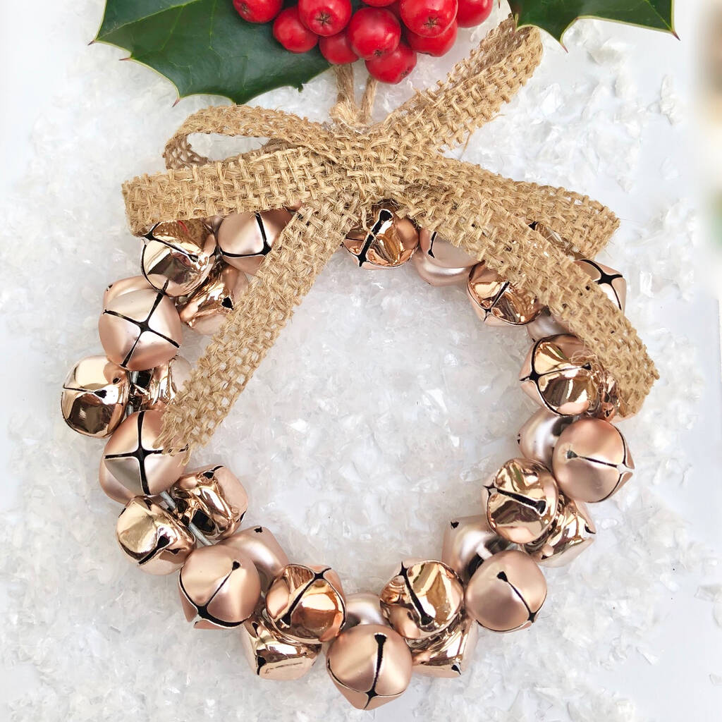 Christmas Rose Gold Bell Wreath By Pink Pineapple Home & Gifts