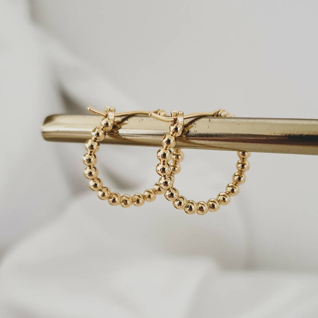 Gold Vermeil Beaded Hoop Earrings By Misskukie 9429