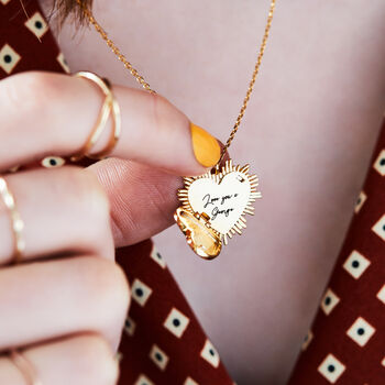 Personalised Heart Sunburst Locket Necklace, 5 of 12
