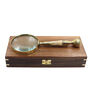 Mother Of Pearl Brass Magnifying Glass With Wooden Box, thumbnail 8 of 10