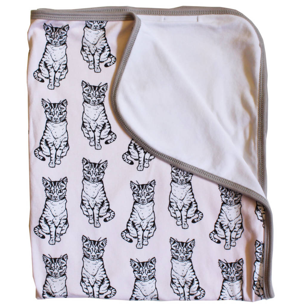 Pink Cat Baby Blanket By martha and hepsie