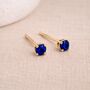 Solid 9ct Gold September Sapphire Birthstone Stud Earrings – 4mm, thumbnail 1 of 5