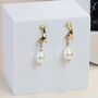 Gold Drop Earring With Alien Pearl, thumbnail 2 of 7