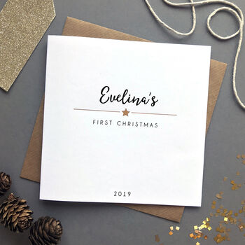 Personalised First Christmas Foiled Card, 2 of 5