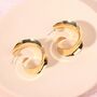 Large Curved Ribbon Gold Plated Hoop Earring, thumbnail 4 of 6