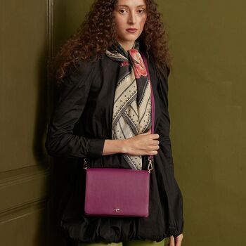 Floral Engravings Plum Crossbody Handbag, 8 of 8