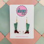 Red And Green Elf Legs Christmas Glitter Resin Earrings, thumbnail 1 of 4