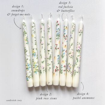 Hand Painted Wildflower Taper Candles, 3 of 10
