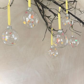 Citrus Baubles Set Of Six Yellow And Orange Baubles Bright Christmas Decor, 5 of 7