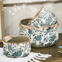 Personalised Gift Set Of Three Fiorella Teal Botanical Planters, thumbnail 4 of 10