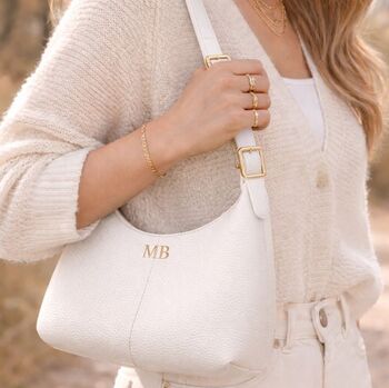 Personalised Pebble Faux Leather Shoulder Hobo Bag, 3 of 5