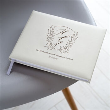 Personalised Crest Italian Leather Guest Book, 2 of 7