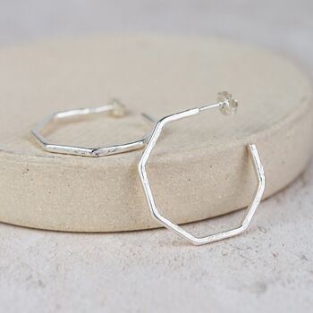 Sterling Silver Large Octagon Hoops, 4 of 8