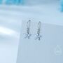 Sterling Silver Opal Blue Cz Flower Drop Dangle Earrings, thumbnail 1 of 11