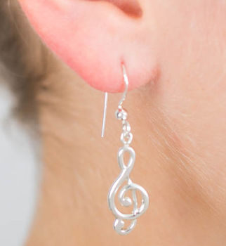 Musical Note Sterling Silver Earrings, 2 of 5