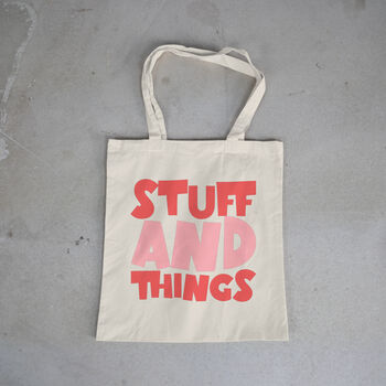 Stuff And Things Tote Bag, Cotton Shoulder Bag, 4 of 4