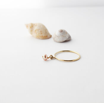 Gold Filled Rose Pearl Charm Stacking Ring, 3 of 11