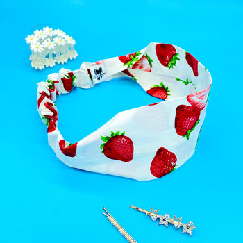 Sweet Strawberries Hair Scrunchie And Headband Set, 3 of 5