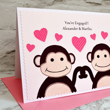 'Monkeys' Personalised Engagement Card, 2 of 3