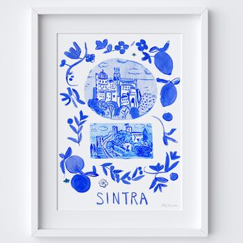 Sintra Blue Portuguese 'Azulejo' Painted Art Print, 3 of 3