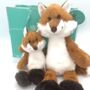 Mummy And Baby Fox Plush Set, Gift Bag, thumbnail 1 of 9