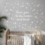 Love You To The Moon And Back Fabric Wall Sticker, thumbnail 1 of 7