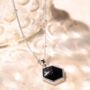 Hexagon Obsidian Sterling Silver Necklace, thumbnail 2 of 3