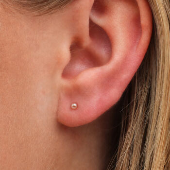 Tiny Sterling Silver Pink Freshwater Pearl Stud Earrings, 2 of 3