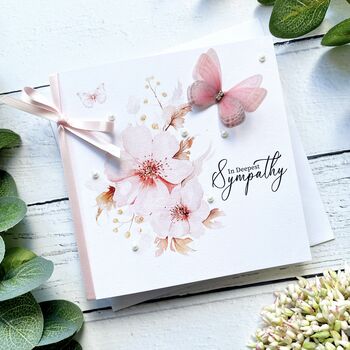 Handmade Pink Floral Sympathy Card, 3 of 4