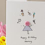 Personalised Handmade Button Gardener Birthday Card, thumbnail 1 of 6