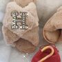 Personalised Diamante Fluffy Faux Fur Slippers, thumbnail 7 of 10